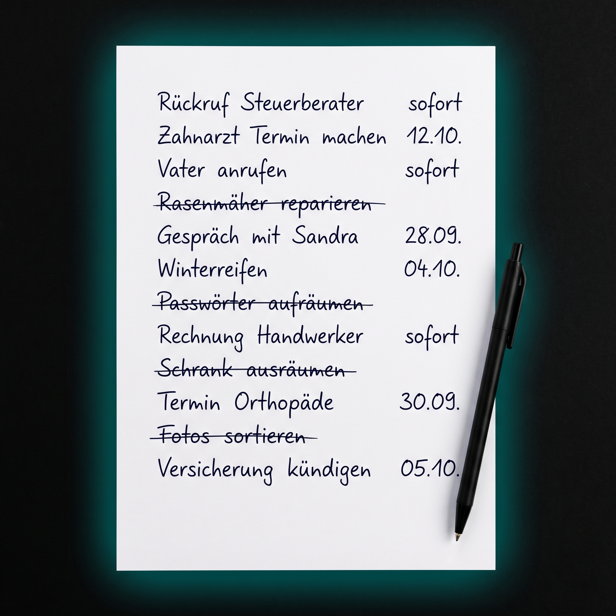 Der Auszug: ein ausgefülltes Blatt aus Einheit 1