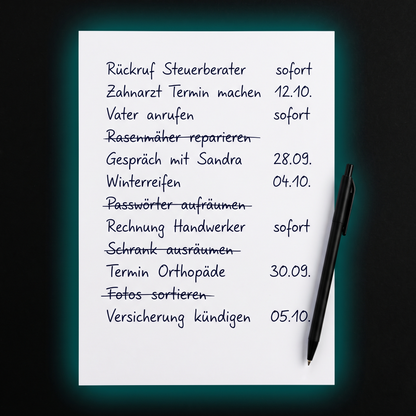 Der Auszug: ein ausgefülltes Blatt aus Einheit 1